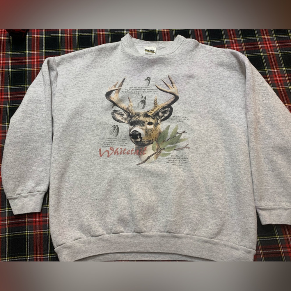 Vintage Tultex Whitetail Deer Hunting Crewneck Sweater Shirt Mens size XL